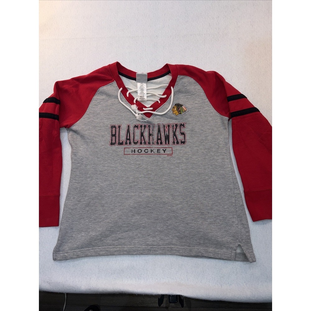 Chicago Blackhawks NHL Majestic Vintage Collection Women's Lace-Up Sweatshirt XL